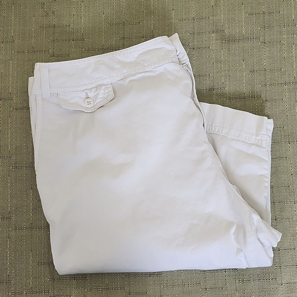 St. John's Bay Stretch Women's White Just Below The Knee Shorts, Plus Size 18W